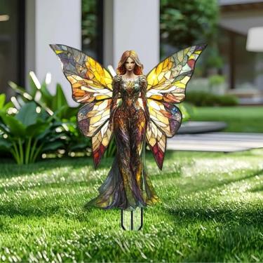 Imagem de Sprite Garden Stakes Decor Yard Acrylic - Decoração de placa acrílica de jardim 2D, arte de quintal de fantasia, presente para amantes da natureza, para vasos de flores internos e externos, quintal