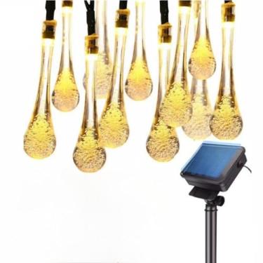 Imagem de Cordão De Led Gotas Placa Solar Recarregável Enfeites De Natal Decorações 8 Modos De Luz para arvore de natal，decoração de natal para jardim，enfeites de natal para jardim(Colorido / 5M)