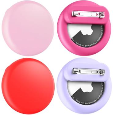 Imagem de Wowwat Compatível com suporte para Apple Air Tags para crianças, pacote com 4 capas ocultas com pino de segurança, antiperda para crianças, bebês, idosos, bagagem, sapatos, roupas - rosa + roxo +