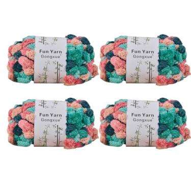 Imagem de Jelly Bean Pom Bomb Yarn - 150 g/novelo de poliéster super volumoso - 4 bolas Pomp-A-Doodle fio para crochê tricô artesanato tapete pet ninho 600 g (4, Flying Dream)