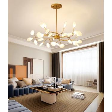 Imagem de Luminária de teto LED inteligente com controle remoto - Lustre regulável e com altura ajustável para sala de estar, quarto, cozinha e sala de jantar - Iluminação moderna para casa (3000k-600