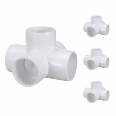 Imagem de Kozelo Pacote com 4 encaixes de tubulação de cotovelo de PVC SCH40 de 3,8 cm, encaixe cruzado de saída lateral de canto de cotovelo de PVC de 5 vias, conectores de tubo de grau de móveis para projeto