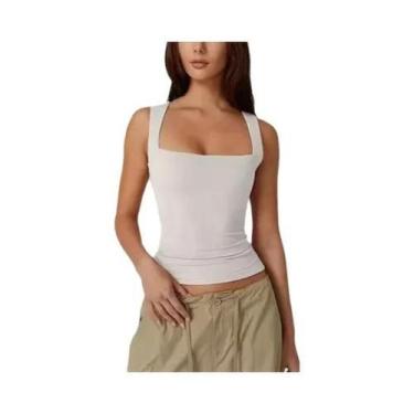 Imagem de Top Sem Mangas De Decote Quadrado Rosa Gótico Para Mulheres, Camiseta 