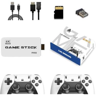 Imagem de Retro Game Stick,4k Hdmi Output 2.4ghz Wireless Tv Retro Gaming Console, Plug and Play Video Games with 20,000+ Jogos e 9 Built-in Emuladores (Branco).