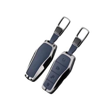 Imagem de Capa de chave remota de carro de liga compatível com BYD Atto 3 Han EV Dolphin Lied Tang Dm Qin PLUS Song Pro MAX Yuan Protetor Chaveiro(B 4-1 Dark Blue)