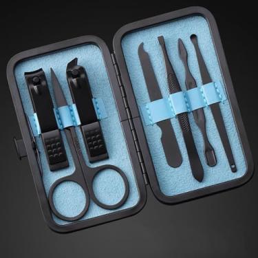 Imagem de Conjunto de manicure para homens, acessórios de cuidados pessoais, kit de cortadores de unhas para dedos e dedos, kit profissional de manicure e pedicure com estojo de viagem, kit de cuidados de unhas