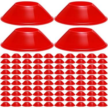 Imagem de wlilupah 100 Pçs Mini Cones de Futebol para Agilidade Esportiva Disco Cones Treinamento para Exercícios de Agilidade Esportes Futebol Basquete Futebol Basquetebol Exercícios (Vermelho)