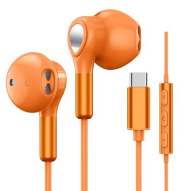 Imagem de Fones de ouvido USB C para Samsung Galaxy S25 S24 S23 Ultra S22 S21 FE S20 A54 A53 USB C com controle de volume de microfone, fones de ouvido com fio, USB tipo C, fone de ouvido para iPhone 17 16 15