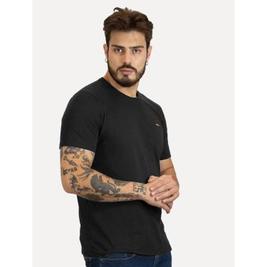 Imagem de Camiseta Colcci Masculina Slim Back To Basics Orange Logo Preta-Masculino