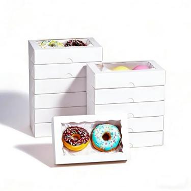 Imagem de SLShePack 20 caixas de biscoito com janela para trufas de chocolate, orec, caixas de pastelaria, browine, sabonete e padaria para lembrancinhas de festa, casamento, Natal, dia dos namorados