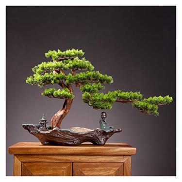 Imagem de SLGGPJBU Plantas falsas/plantas falsas simulação interna bonsai de pinheiro acolhedor sala de estar plantas verdes grandes plantas de escritório plantas de escritório flores artificiais decoração
