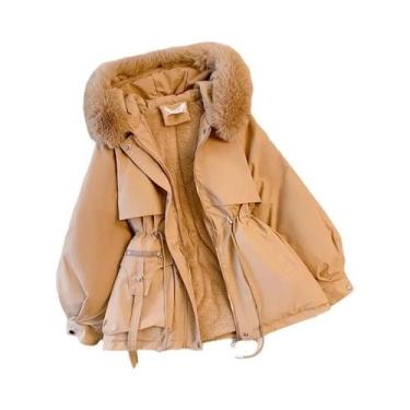 Imagem de Jaqueta Feminina De Inverno Acolchoada Com Capuz E Forro De Lã Quente,