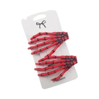 Imagem de Conjunto De 2 Presilhas De Cabelo Estilo Punk Com Mão De Esqueleto E C
