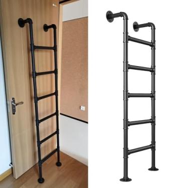 Imagem de Escada de saída de ferro forjado preto para janelas de porão, fácil instalação, montagem na parede, escada de emergência de incêndio, tamanho personalizável (2,3 m/7,5 pés/231 cm)