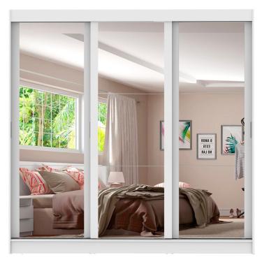 Imagem de Guarda Roupa Casal Napoli 3 Portas de Espelho Branco Madesa