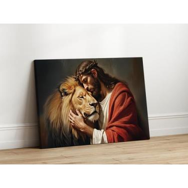 Imagem de Quadros Decorativos para Sala Quarto Religioso Jesus Cristo 130x90 Lin
