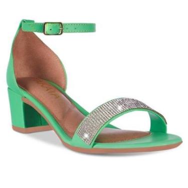 Imagem de Sandalia Feminina Saltinho Quadrado Bloco Com Strass Brilho Festa A3.49-Feminino