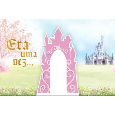 Imagem de Painel de Tecido Sublimado Era uma vez... Castelo de Princesa Rosa - F