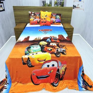 Imagem de Manta Casal Com Fronha E Almofada Carros Cobertor Fleece 4pç - Fantasi