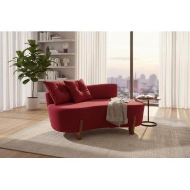 Imagem de Namoradeira Sofá Feijão Luna 130cm Orgânica Veludo Vermelho - Mansão D