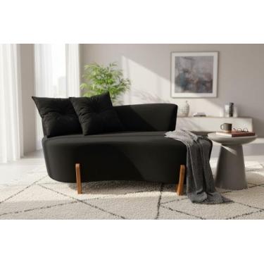 Imagem de Namoradeira Sofá Feijão Luna 130cm Orgânica Veludo Preto - Mansão Deco