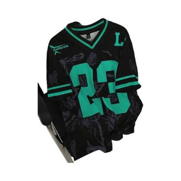 Imagem de Camiseta Masculina De Verão Com Decote Em V Casual Esportiva Respiráve