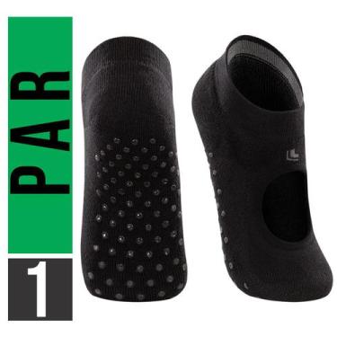 Imagem de Meia de Pilates Lupo Sapatilha Feminina Antiderrapante Yoga, Preto, M