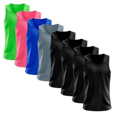 Imagem de Kit 8 Regata Dry Lisa Básica Proteção Solar UV Térmica Camiseta Treino Academia Ciclismo Regatas-Masculino