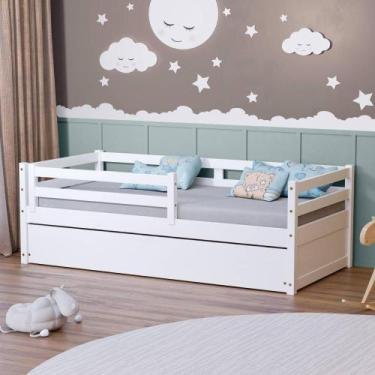 Imagem de Bicama Solteiro Dreams Com Grade De Proteção Madeira Maciça Branco Meg