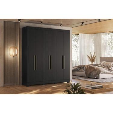 Imagem de Guarda-roupa Casal 6 Portas Ripado Dakota Preto Ac