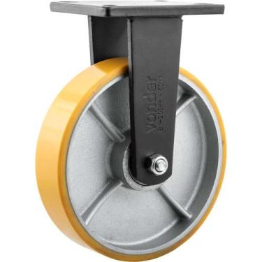 Imagem de Rodízio Fixo Industrial 8", de Poliuretano e Ferro Fundido, Laranja, V