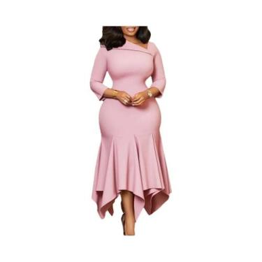 Imagem de Vestido Sereia Elegante Com Decote Em V Para Mulheres, Manga Longa, Co