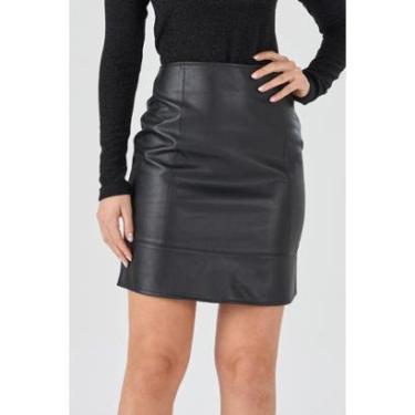 Imagem de Saia Curta PKS Couro Sintético Preta-GG-Feminino