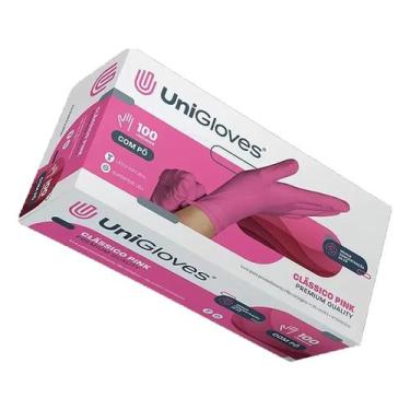 Imagem de Luvas Descartáveis Látex Rosa UniGloves com Pó Tamanho G 100 - Congrat