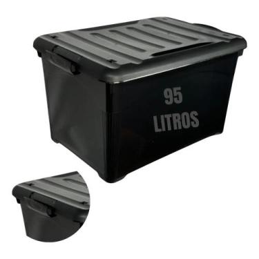 Imagem de Caixa Organizadora Multiuso Plástica 95 Litros Com Rodinhas - Congratu