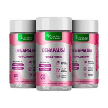 Imagem de Kit 3x Denapausa, Óleo de Prímula, Linhaça, Borragem, Triptofano, Menopausa e TPM 180 C...