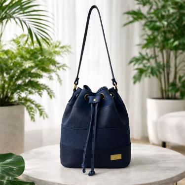 Imagem de Bolsa Saco Direto De Fábrica Topgrife Atacado Couro Legítimo Cor Azul Marinho Tamanho ú...