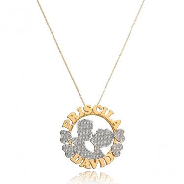 Imagem de Colar Floratta Joias Mandala Casal Apaixonado com Detalhes em Ródio Banhado em Ouro 18k Feminino