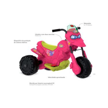 Imagem de Moto Elétrica Infantil Moto Xt3 com Bateria Recarregável 6V para Crianças Rosa Brinqued...