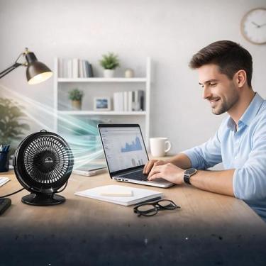 Imagem de Ventilador Mesa Portatil USB Silencioso Mini Circulador Ar Escritorio 