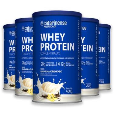 Imagem de Kit 5 Whey Protein Concentrado Catarinense 450g Baunilha, Baunilha
