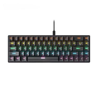 Imagem de Teclado Gamer Mecânico Com Fio USB 60% Retro Iluminado Switch Azul ABN