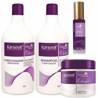 Imagem de Kit Karseell Platinum Matizador 4 Produtos  Loiro Branco, Grisalho Sem