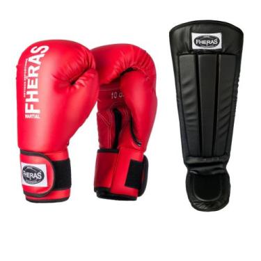 Imagem de Luva Boxe Muay Thai MMA com Protetor de Canela Caneleira Anatômica Pro