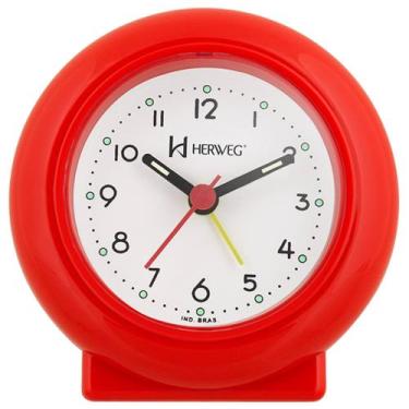 Imagem de Despertador Analógico Quartzo Herweg 2611 044 Vermelho