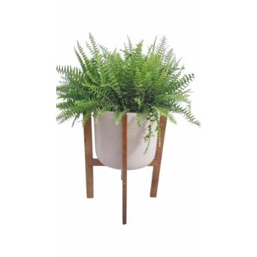 Imagem de Vaso Cachepot Areia com Tripé de madeira recuperada 33cm diam x 54cm a
