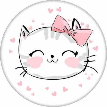 Imagem de Painel para Decoração de Festa Aniversário Gatinha Menina Redondo com 