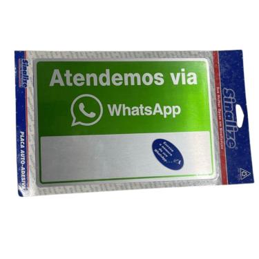 Imagem de Placa Autocolante Sinalize Atendemos Via Whatsapp 16x23cm Personalizável com Número