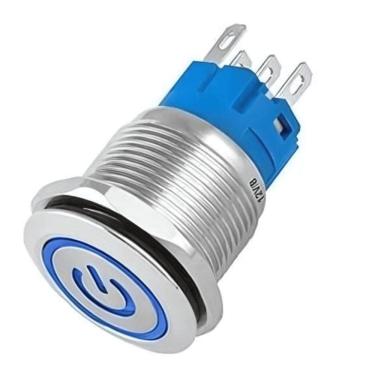 Imagem de Botão On Off NWT 19mm LED Azul 220V Prata