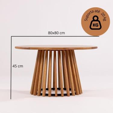 Imagem de Mesa de Centro 80cm X 45cm Dover Bege Verniz Avelã - Casa e Jardim Móv
